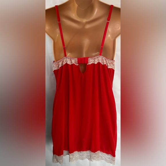 VICTORIAS SECRET • Red Lace & Rhinestone Detail Lingerie Slip 36b - Picture 4 of 5